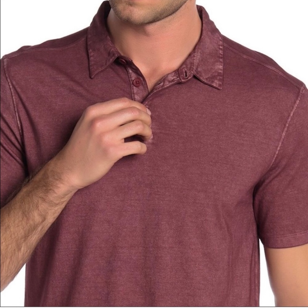 John Varvatos Garment Washed Polo Bordeaux L
